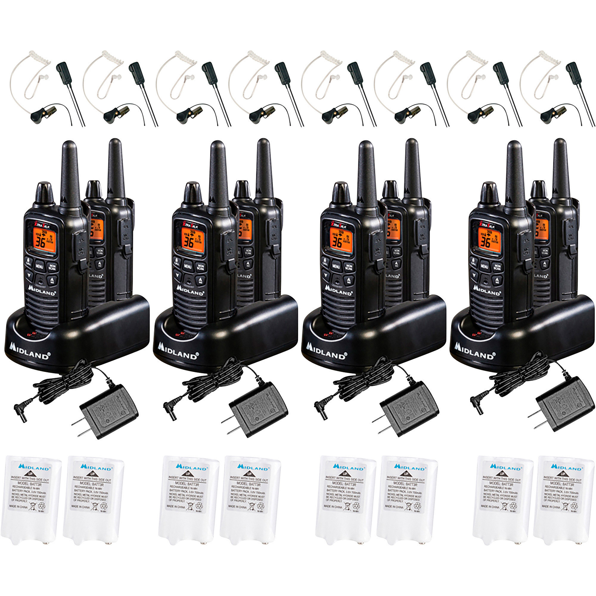 Midland GMRS/FRS Handheld Business Radios, 8-Pk., 30-Mile Range, Water-Resistant, Model# LXT600BBX4